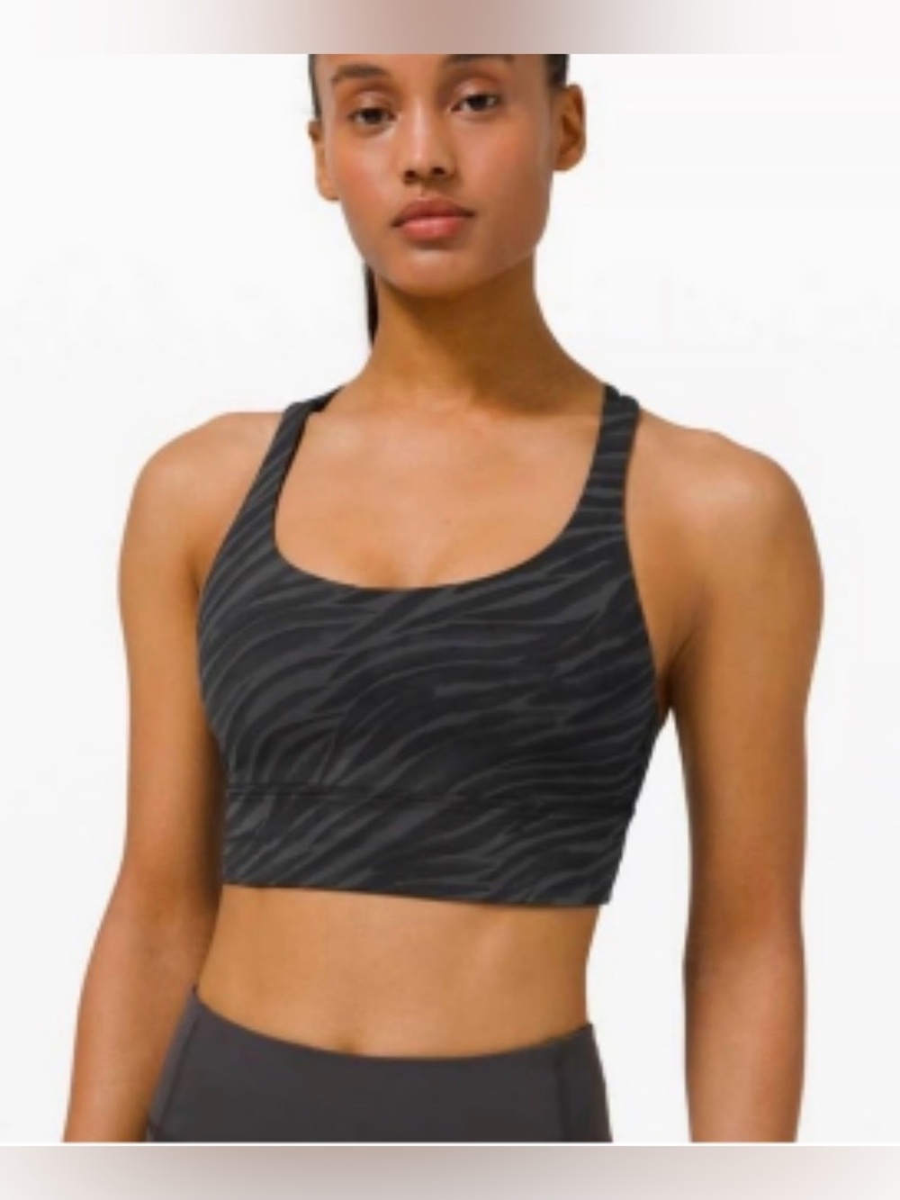 Lululemon Energy Bra Long Line | Le Tigre Camo Deep Coal Multi Size 14